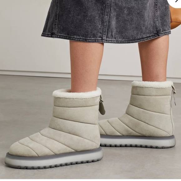 NEW MONCLER Hermosa shearling-lined suede ankle boots - Picture 1 of 15